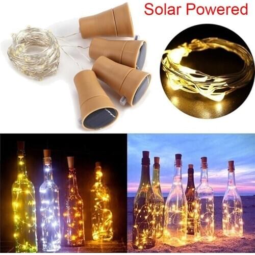 Solar Powered Wine Bottle Cork Outdoor Light Garland Lights Festival Outdoor Fairy Light 1M/2M Shaped LED Copper Wire String