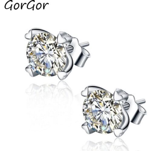 GorGor Rose Gold Plated Cluster Style Simulated Cubic Zircon Fire Opal Stud Earrings E043