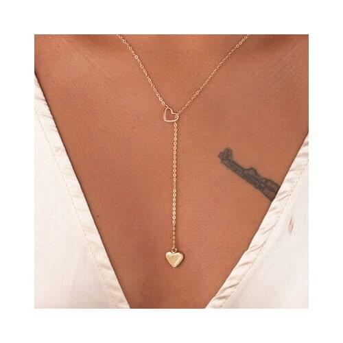 Hot New Fashion Copper Heart Pendant Necklace For Women Alloy Link Chain Gold Silver Color Necklace Fashion Jewelry