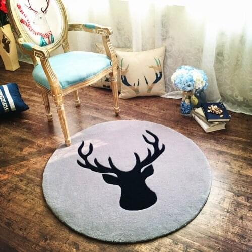 Nordic style deer round carpet living room bedroom bedside basket computer chair acrylic thick carpet baby children room carept