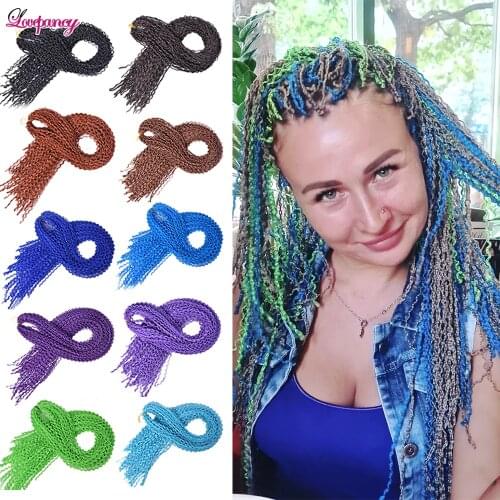 Curly Crochet Box Braids Hair Synthetic Zizi Braiding Hair Extensions 28 Inch Brown Blue Red Crochet Curl Hair For Women 50g