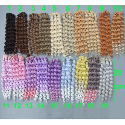 25cm bjd doll curly hair for 1/3 1/4 1/6 BJD diy doll wigs for Russian handmade doll wavy Doll wigs tree