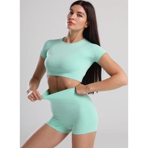 LANTECH Women Sports Suits Set Yoga Sets Exercise Gym Fitness Athletic Shorts Sportswear Lifting Shirt Squat Sports Activewear