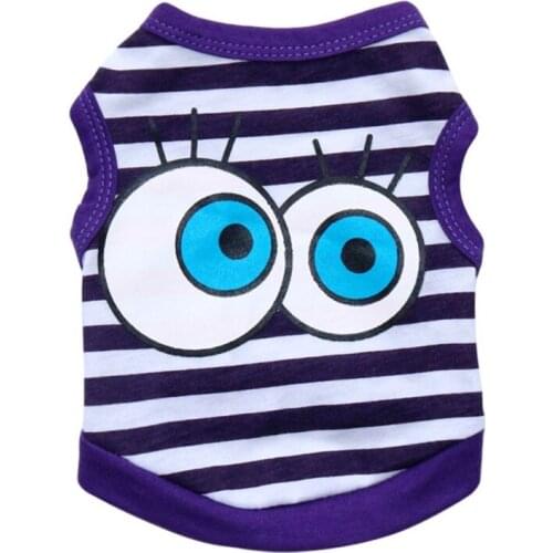 Summer Striped Dog Shirt Cartoon Big Eye Pattern Pet Dog Clothes For Small Dogs Chihuahua Tshirt Puppy Vest Breathable Clothes