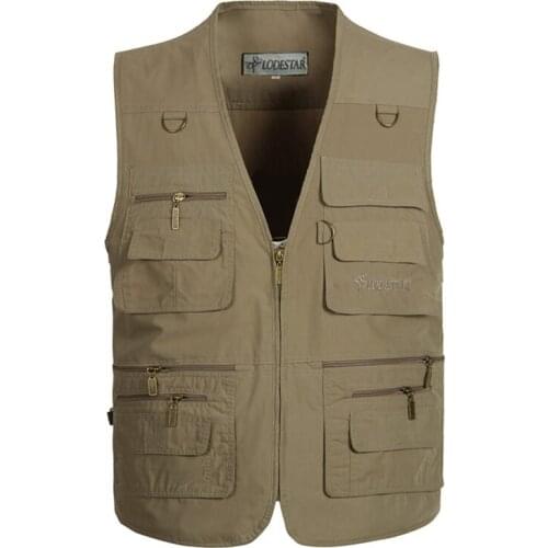 Plus size S-5XL Men Spring Autumn Casual Thin Breathable Multi Pocket Waistcoat Mens Baggy Vest With Many Pockets Outdoor Jacket