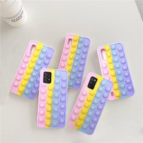 A01 A52 A72 Pop Fidget Toy Push Bubble Soft Case Cover for Samsung A50 A50S A30S A70 A10E S20FE Sensory Stress Reliver Gel Coque