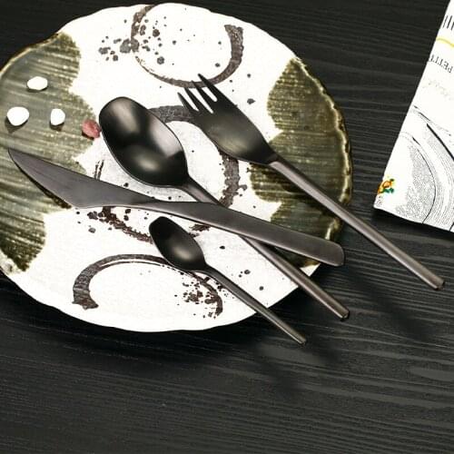 Stainless Steel Steak Cutlery Set Dull Polish Special Dinner Knife Steak Fork Soup Scoop Set Elegant Dinnerware Set 4pcs/Set