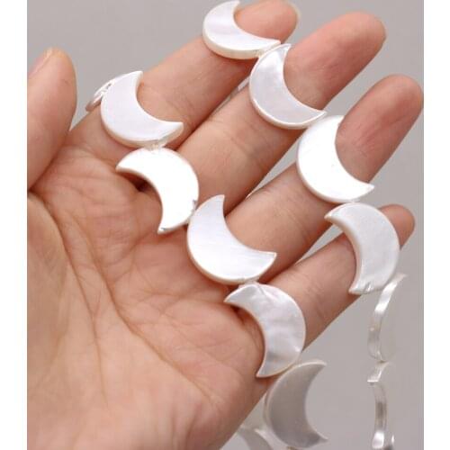 Natural Shell White Pearl Pentagram Beads Moon Shape for Jewelry Making Necklaces Bracelet Accessories Gift for Women