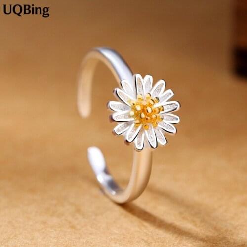 New Arrivals 925 Sterling Silver Rings Little Daisy Flower Open Ring For Girl Women Gift Jewelry