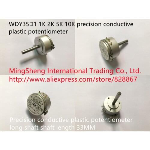 Original new 100% WDY35D-1 1K 2K 5K 10K linearity 1% 0.5% 0.2% 0.1% precision conductive plastic potentiometer shaft length 33MM