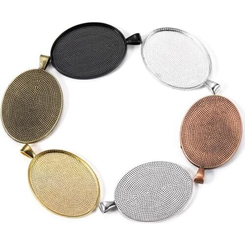 5pcs 30x40mm Oval Cabochon Base Setting Trays For Pendant Necklace DIY Jewelry Making Handmade Accessories Supplies Wholesale