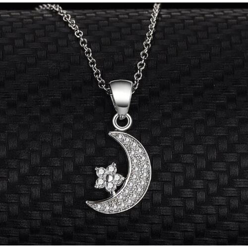 S925 Sterling Silver Moon stars Necklace Clavicle Chain Europe And The United States Pendant Simplicity Ladies Secklace
