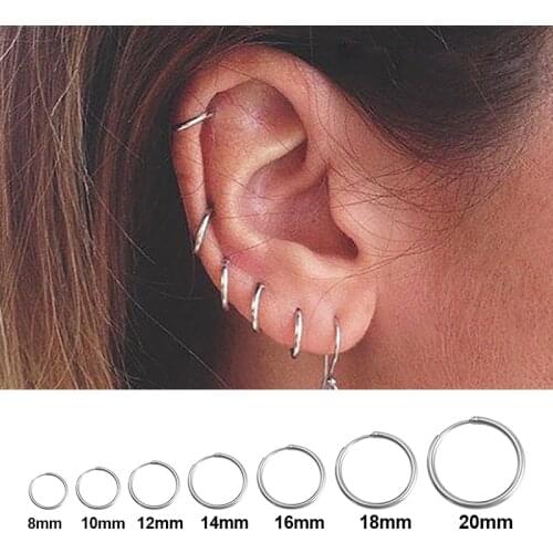 1pc Hoop Cartiliage Earring Nose Ring Septum Circle Clicker Daith Clip Stainless Steel Helix Ear Tragus Piercing Women Jewelry