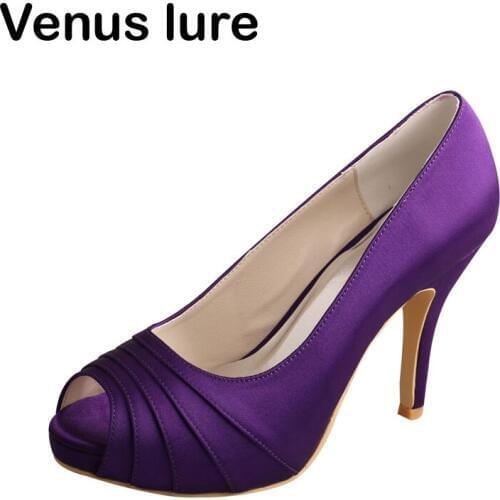 Dark Purple High Heels Platform Open Toe Evening Shoes for Women Formal