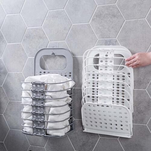 Hanging Folding Laundry Basket for Dirty Clothes Organizer Plastic Laundry Hamper Clothing Sundries Storage Basket
