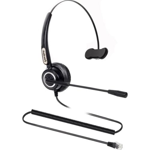 VoiceJoy RJ9 Headset for Call Center AVAYA 2400 4600 series Nortel Mitel Aspire Hybrex ,RJ9 plug call center headset with mic