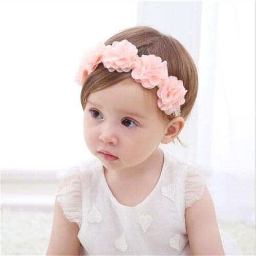 New Baby Gril Flower Headband Chiffon Flower Headband Infant Elastic Lace Children Cute Girls Hair Accessories