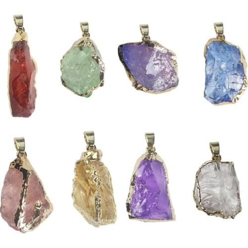Reiki Healing Jewelry Colorful Crystal Pendants Raw Rock Mineral Stone Irregular Pendulum Natural Quartz Stone Pendant for Women
