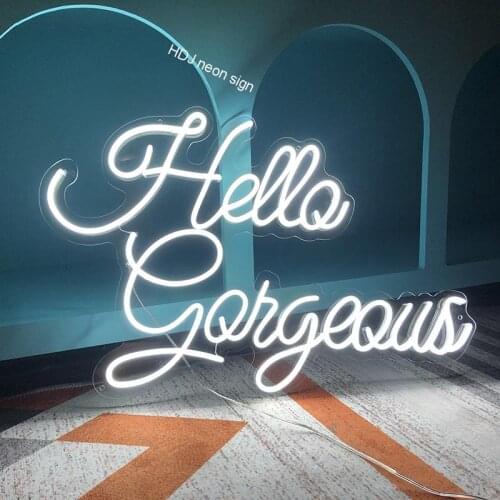 Neon Sign Light Custom Flex Led 3D hello gorgeous Acrylic Wall Hanging Home Decoration Ins Neon Top