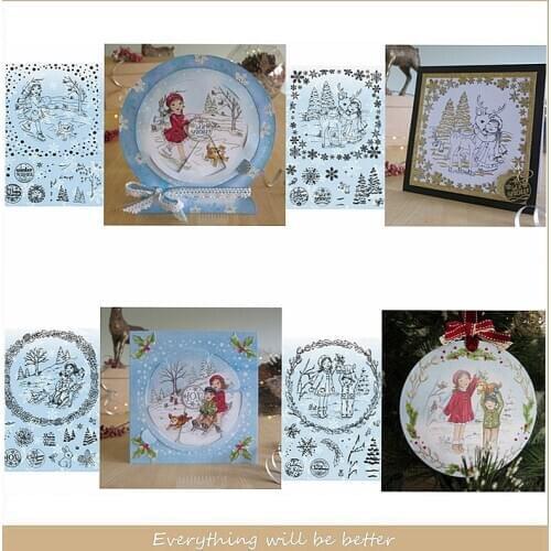 Winter Flower Snowflake Deer Dog Animals Boy Girls Tree Letter Words Snow Clear Silicone Stamps Decorate Cards Scrapbook Craft