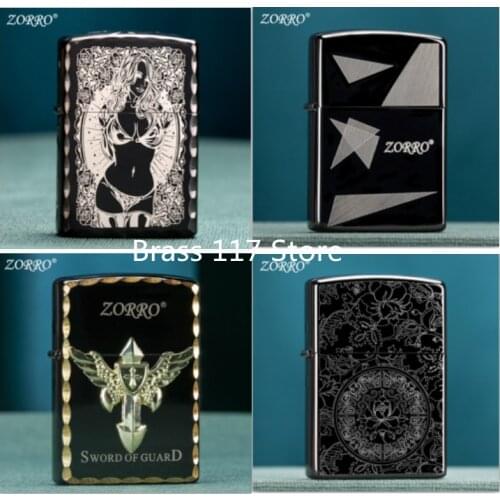 Zorro Black ice color Kerosene gasoline petroleum oil cigarette lighter Fashion sexy girl knight Unusual igniter gentleman Gift