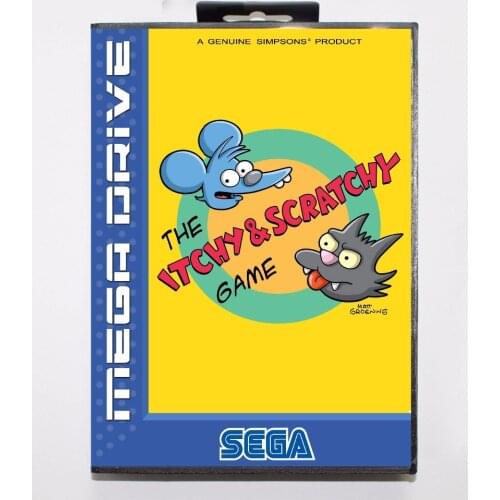 Itchy and Scratchy 16 bit MD Game Card With Retail Box For Sega Megadrive/Genesis