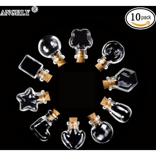 10 pcs Bulb Shape Mini Glass Bottles Jars Cork Wish Note Craft Mini Pendant Empty Tiny Clear Wishing Message Glass Bottles Vials