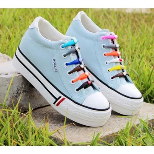 14pcs/ Pack Lazy Silicone Shoelaces Round Elastic Shoe Laces Special No Tie Rubber For Sneakers Fit Strap Drop shipping