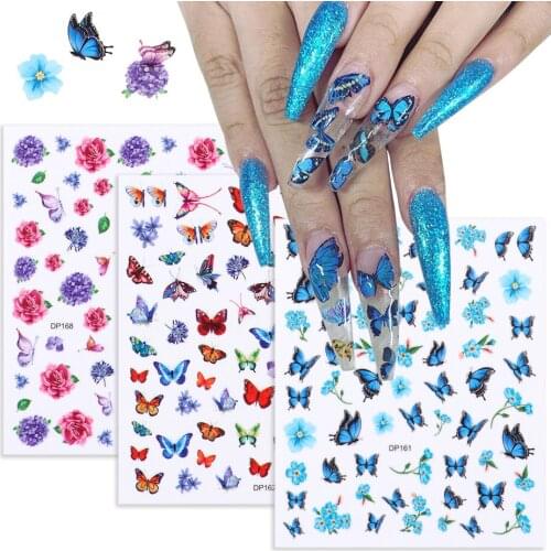 3D Holographic Butterfly Nail Stickers Back Glue Colorful Decals Slider Sticker DIY Decorations Manicure Nails Art Tool Ornament
