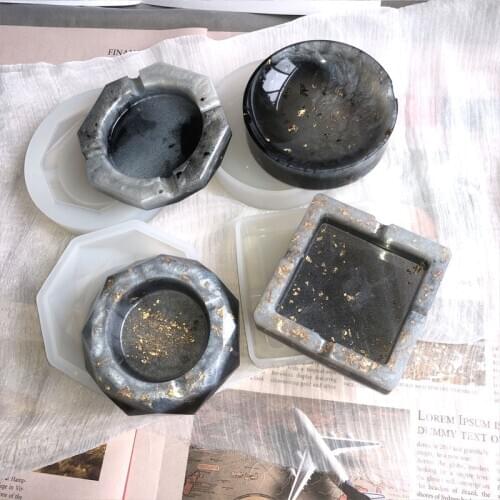 4 styles cut surface round square rhombus ashtray mold storage mold DIY epoxy resin decoration accessory mold