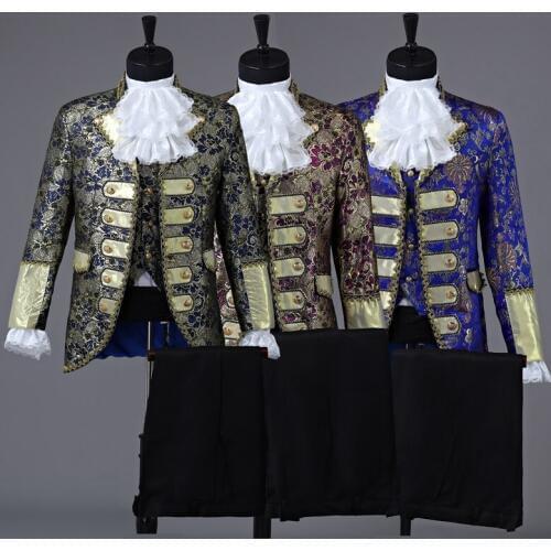 Freeship Medieval Renaissance mens suit period clothing Halloween performance /Prince William /civil war/Colonial Belle stage