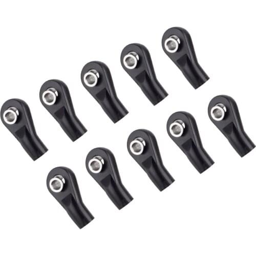 10PCS Black Plastic Bent M3 Rod Ends Width Balls for 1:10 RC Crawler Car Axial SCX10 90046 D90