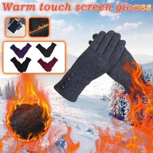 Black Womens Gloves Thick Warm Gary Deerskin Velvet Winter Touches Screen Gloves Women Mittens guantes Casual Ladies Mittens