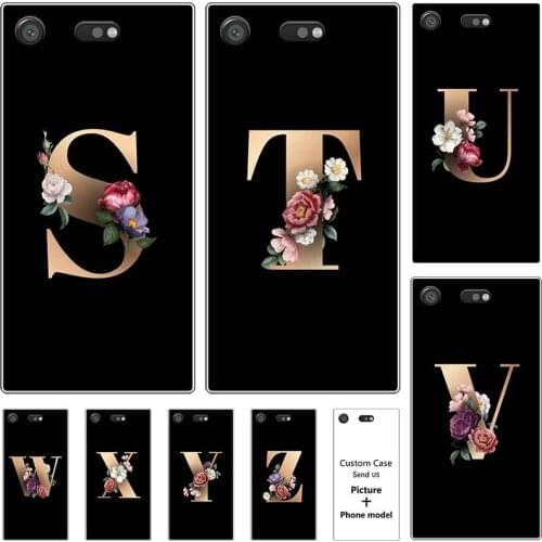 Flower 26 English Name Letters Custom Initial Case For Sony Xperia XZ1 G8341 G8342 Phone Cover Capa For Sony XZ1 Compact G8441