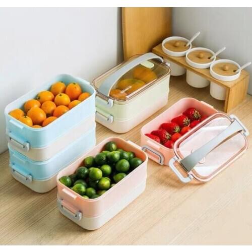 Double refrigerator fruit crisper food storage box meal box