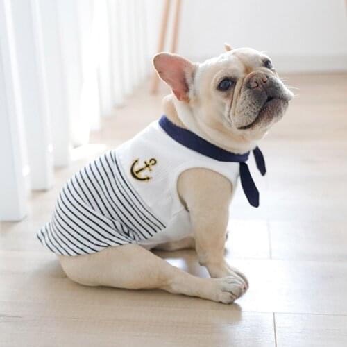 Cotton Pet Dog Clothes Navy Style Dog Costume Leisure French Bulldog Dogs Clothing For Small Medium Dogs Tshirt Puppy Costume