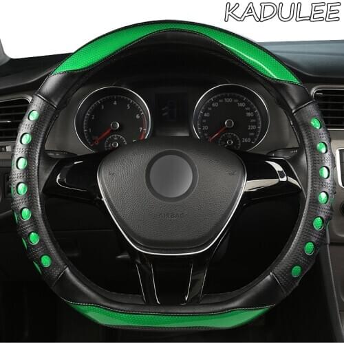 KADULEE Microfiber Leather Car Steering Wheel Cover For Renaults Duster Megane 2 3 koleos Logan sandero Scenic 2