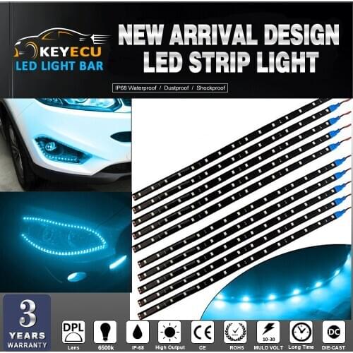 KEYECU ICE BLUE Waterproof Auto Tailgate LED Strip Light Bar Truck Running Reverse Brake Turn Siganl Tail Flexible,waterproof