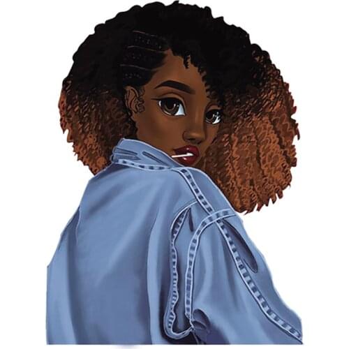 Beauty African Girl Patches For Clothing Garment Heat Print On T-Shirt Dresses Sweater Parches Washable Diy Iron-On Transfers