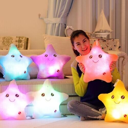 Creative Toy Luminous Pillow Soft Stuffed Plush Glowing Colorful Stars Cushion Led Light Toys Gift For Kids Children Girls