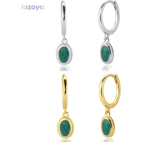 LOZOYA 925 Sterling Silver Gold Labradorite Green Drop Earring 2020 Fine Jewelry Rock Trend Summer Jewelry