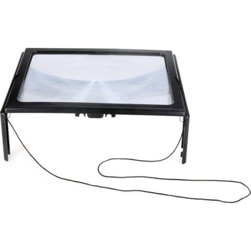 3X A4 Full Page Reading Magnifier Foldable Magnifying Loupe with 4 LED Lights Hands Free for Reading Sewing Knitting Gift