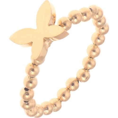 Lureme Cute Stainless Steel Simple Butterfly Stretch Adjustable Ring for Women Girls One Size (rg001770)