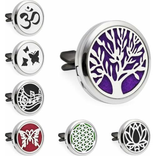 HA031-HA056 Essential Oil Perfume Locket Tree of life Car diffuser Vent Clip Pendant Magnetic Random Send 10pcs Oil Pads as Gift