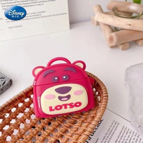 Cute Strawberry bear Lotso Backpack Pattern 3D Airpod Case For Airpods 1 2 Soft Silicone Shell For Apple airpods pro fundas