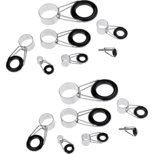 14x Stainless Steel Ceramic Fishing Rod Guides Eye Replacement