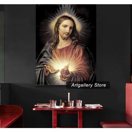 Sacred Heart Of Jesus Christ II Religious Wall Art Print Poster Wallpaper Decorative Wall Picture For Living Room