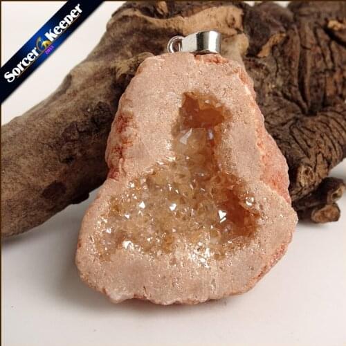 Irregular Natural Stone Pendulum Gold Plating Rainbow Crystal Druzy Pendants Sparkling Charms Necklace For Jewelry Making YS925