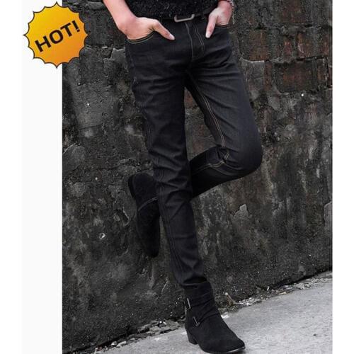 NEW 2020 indoor Men Thin Elastic Solid black Jeans Mens Jeans Male Skinny Stretch Black Teenager Hip Hop Denim Jeans Homme