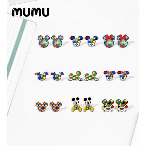 2021 New Autism Mouse Stud Earring Love Epoxy Jewelry Resin Acrylic Earrings Handmade Gifts Fans